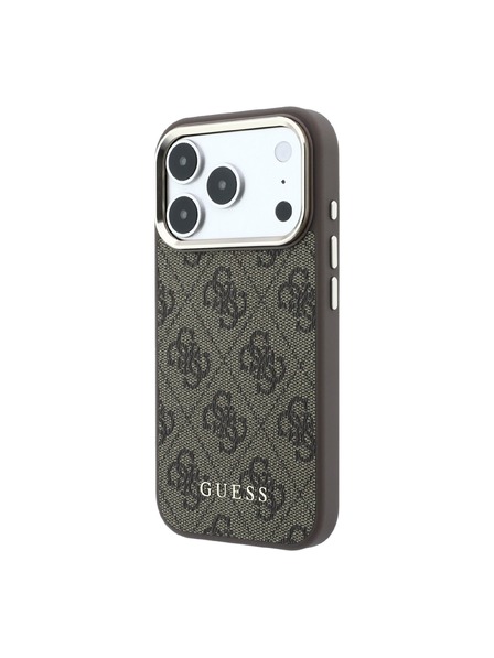 Guess Guess PU Leather 4G Gold Frame MagSafe Zadný Kryt pre iPhone 18 Pro Brown