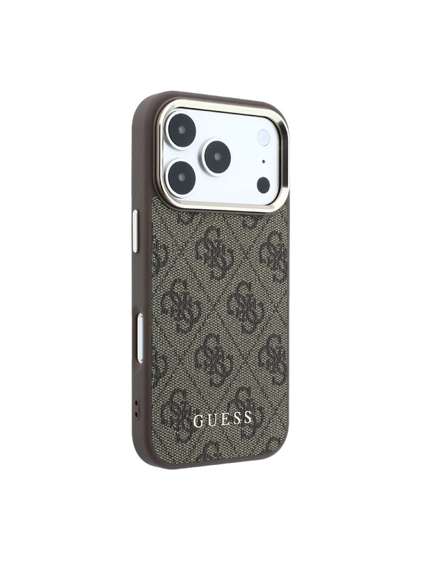 Guess Guess PU Leather 4G Gold Frame MagSafe Zadný Kryt pre iPhone 18 Pro Brown