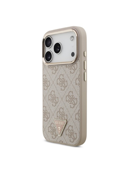 Guess Guess PU Leather 4G Strass Triangle Logo Gold Frame MagSafe Zadný Kryt pre iPhone 18 Pro Pink