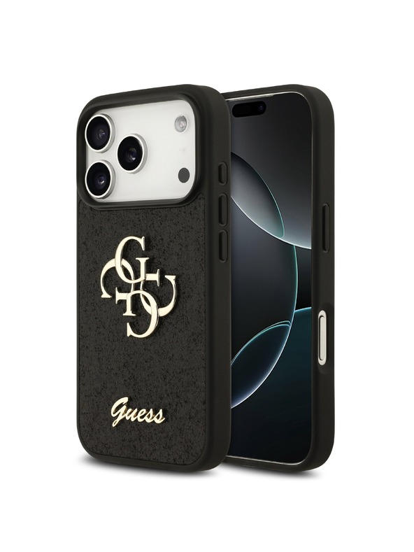Guess Guess PU Fixed Glitter 4G Metal Logo Zadný Kryt pre iPhone 18 Pro Black