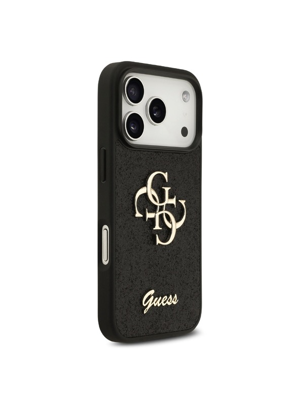 Guess Guess PU Fixed Glitter 4G Metal Logo Zadný Kryt pre iPhone 18 Pro Black