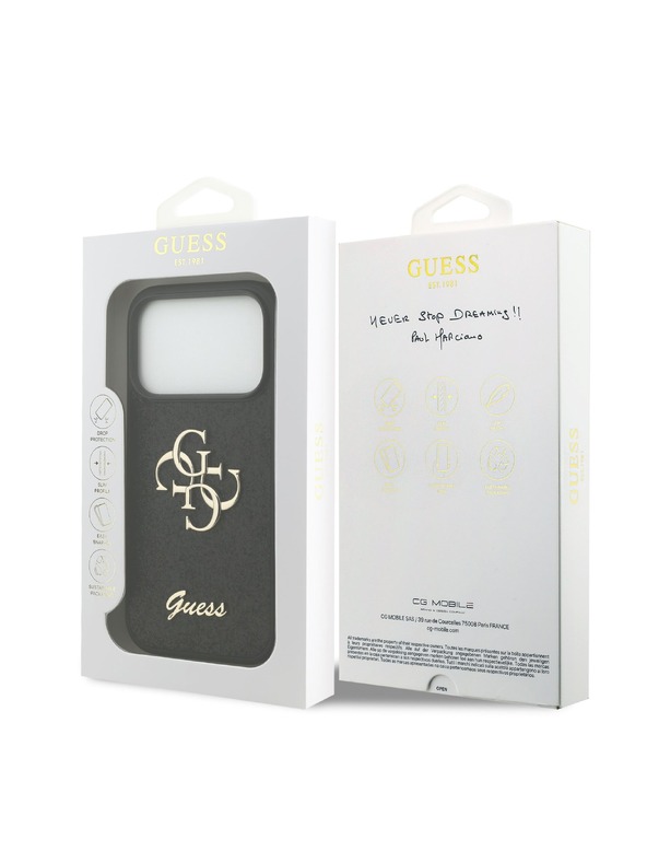Guess Guess PU Fixed Glitter 4G Metal Logo Zadný Kryt pre iPhone 18 Pro Black