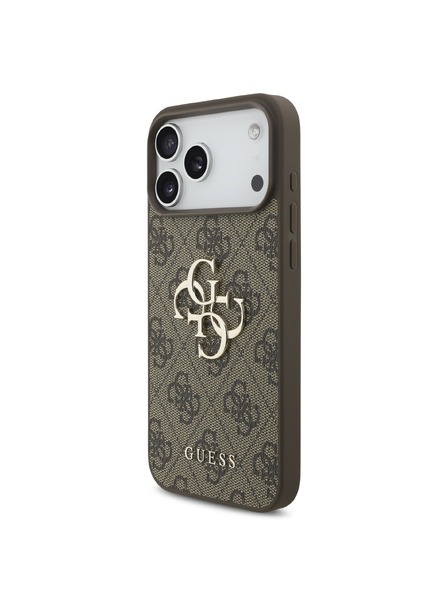 Guess Guess PU 4G Metal Logo Zadný Kryt pre iPhone 18 Pro Brown