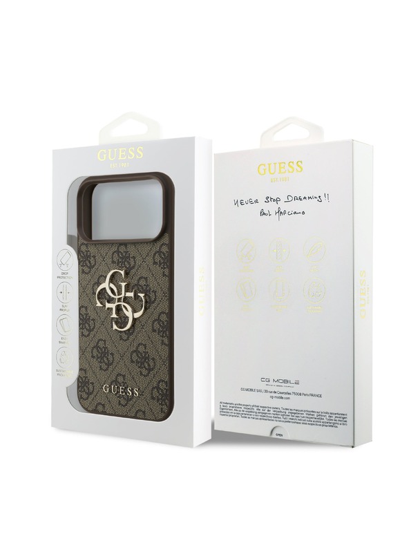 Guess Guess PU 4G Metal Logo Zadný Kryt pre iPhone 18 Pro Brown