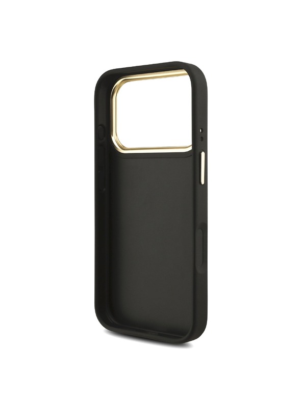 Guess Guess PU Leather 4G Metal Logo Gold Frame Zadný Kryt pre iPhone 18 Pro Black