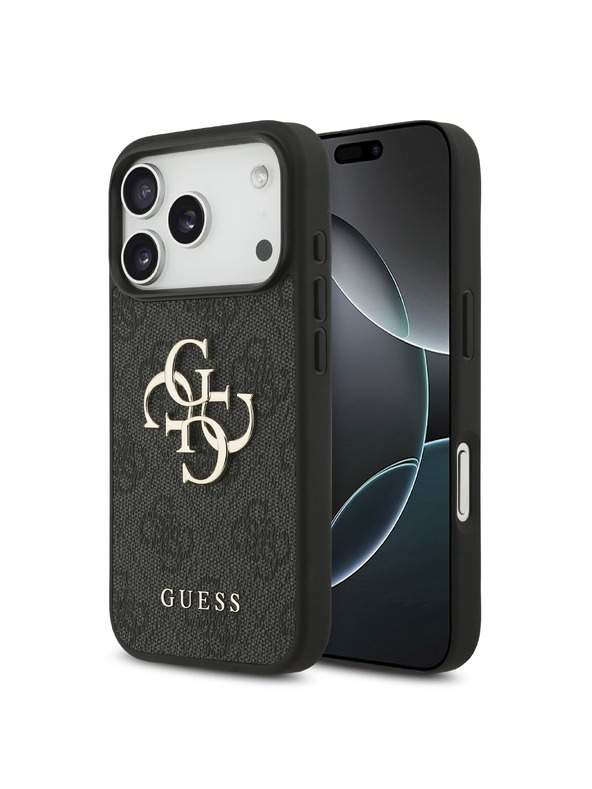 Guess Guess PU 4G Metal Logo Zadný Kryt pre iPhone 18 Pro Grey