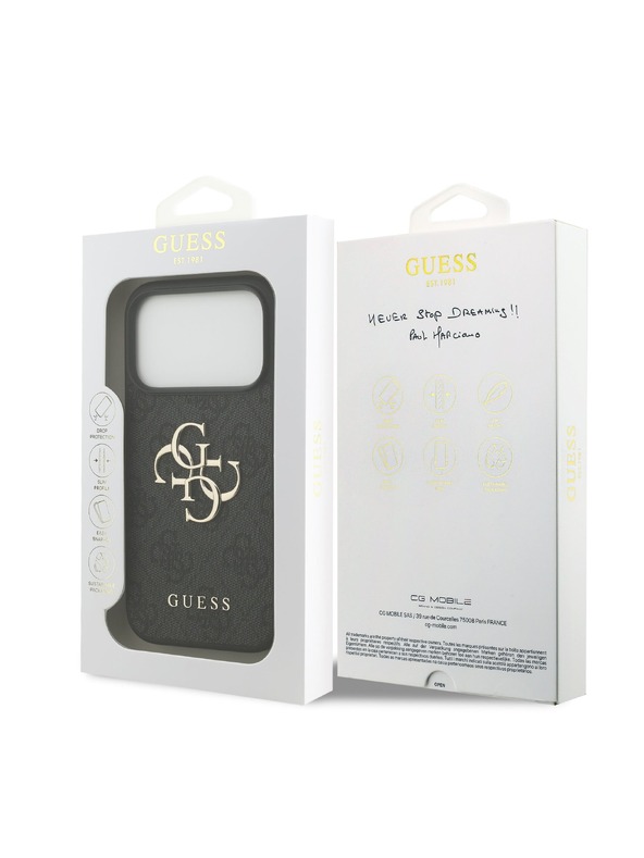 Guess Guess PU 4G Metal Logo Zadný Kryt pre iPhone 18 Pro Grey