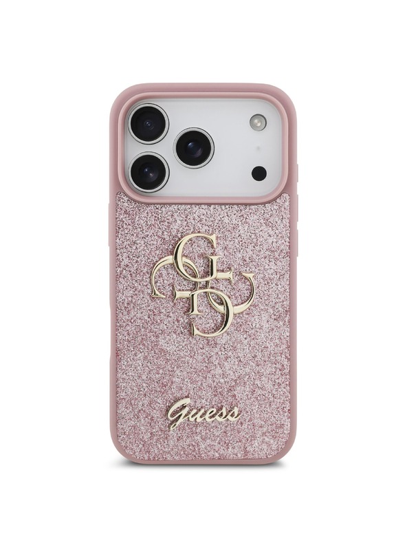 Guess Guess PU Fixed Glitter 4G Metal Logo Zadný Kryt pre iPhone 18 Pro Pink