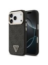 Guess Guess PU Leather 4G Strass Triangle Logo Gold Frame MagSafe Zadný Kryt pre iPhone 18 Pro Black