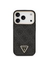 Guess Guess PU Leather 4G Strass Triangle Logo Gold Frame MagSafe Zadný Kryt pre iPhone 18 Pro Black