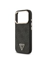 Guess Guess PU Leather 4G Strass Triangle Logo Gold Frame MagSafe Zadný Kryt pre iPhone 18 Pro Black