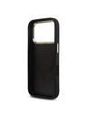 Guess Guess PU Leather 4G Strass Triangle Logo Gold Frame MagSafe Zadný Kryt pre iPhone 18 Pro Black
