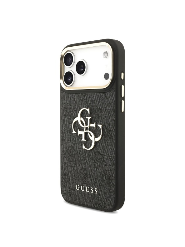 Guess Guess PU Leather 4G Metal Logo Gold Frame Zadný Kryt pre iPhone 18 Pro Max Black