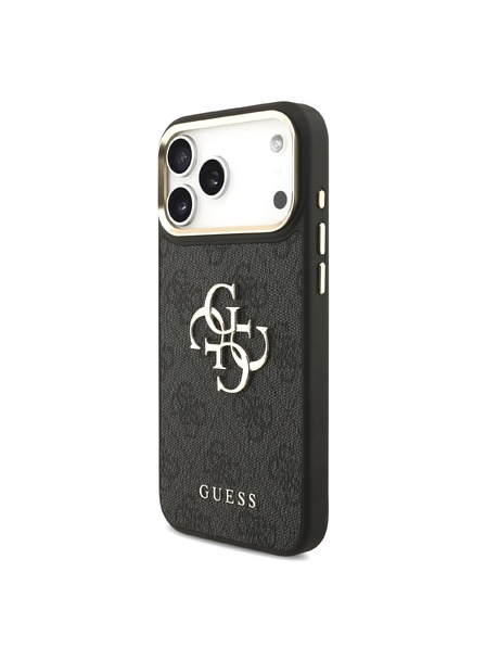 Guess Guess PU Leather 4G Metal Logo Gold Frame Zadný Kryt pre iPhone 18 Pro Max Black
