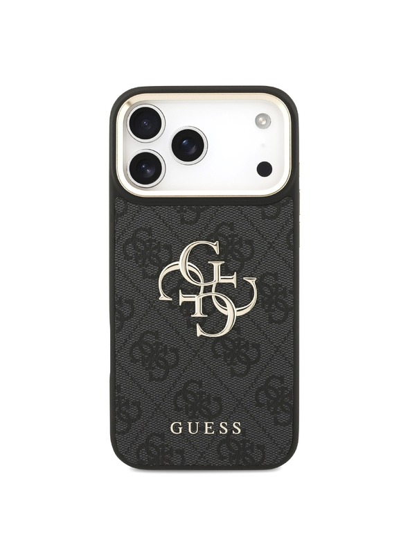 Guess Guess PU Leather 4G Metal Logo Gold Frame Zadný Kryt pre iPhone 18 Pro Max Black
