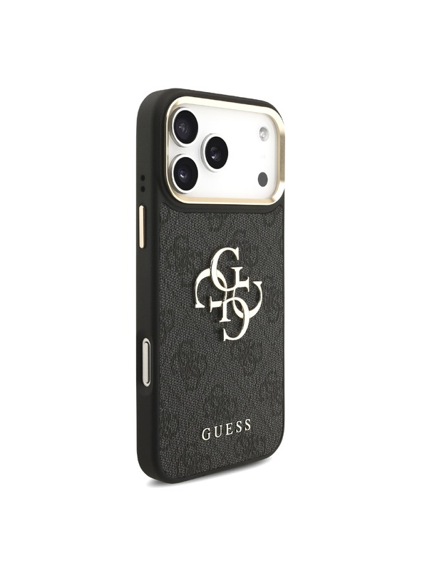 Guess Guess PU Leather 4G Metal Logo Gold Frame Zadný Kryt pre iPhone 18 Pro Max Black