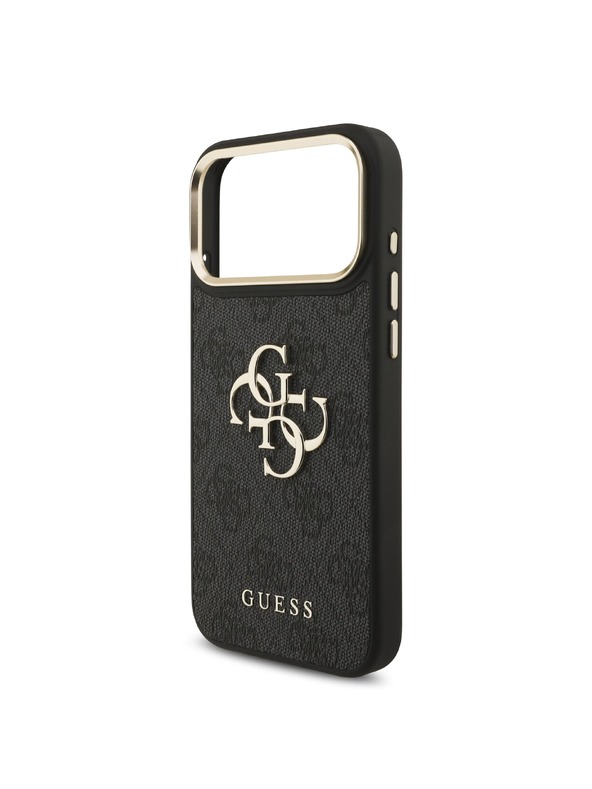 Guess Guess PU Leather 4G Metal Logo Gold Frame Zadný Kryt pre iPhone 18 Pro Max Black