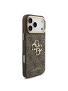 Guess Guess PU Leather 4G Metal Logo Gold Frame Zadný Kryt pre iPhone 18 Pro Max Brown