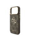Guess Guess PU Leather 4G Metal Logo Gold Frame Zadný Kryt pre iPhone 18 Pro Max Brown