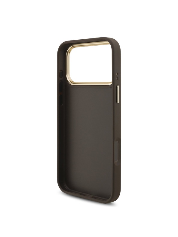 Guess Guess PU Leather 4G Metal Logo Gold Frame Zadný Kryt pre iPhone 18 Pro Max Brown