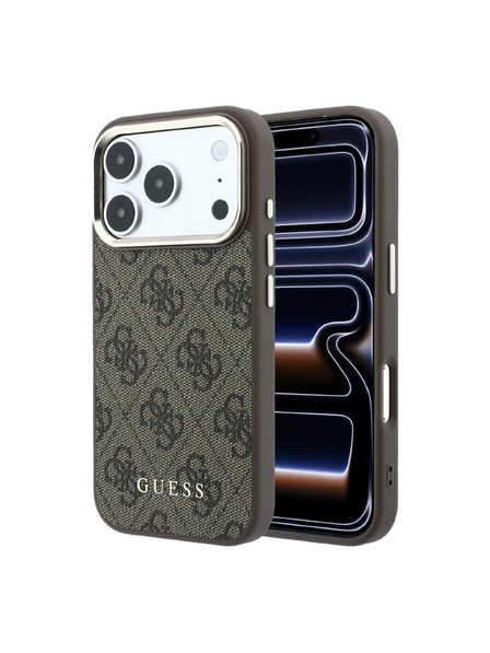 Guess Guess PU Leather 4G Gold Frame MagSafe Zadný Kryt pre iPhone 18 Pro Max Brown