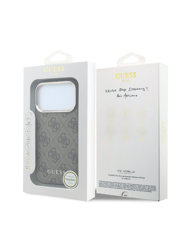 Guess Guess PU Leather 4G Gold Frame MagSafe Zadný Kryt pre iPhone 18 Pro Max Brown