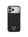 Guess Guess PU Leather 4G Strass Triangle Logo Gold Frame MagSafe Zadný Kryt pre iPhone 18 Pro Max Black