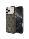 Guess Guess PU Leather 4G Strass Triangle Logo Gold Frame MagSafe Zadný Kryt pre iPhone 18 Pro Max Brown
