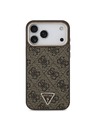 Guess Guess PU Leather 4G Strass Triangle Logo Gold Frame MagSafe Zadný Kryt pre iPhone 18 Pro Max Brown