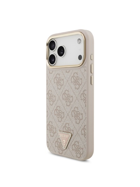 Guess Guess PU Leather 4G Strass Triangle Logo Gold Frame MagSafe Zadný Kryt pre iPhone 18 Pro Max Pink