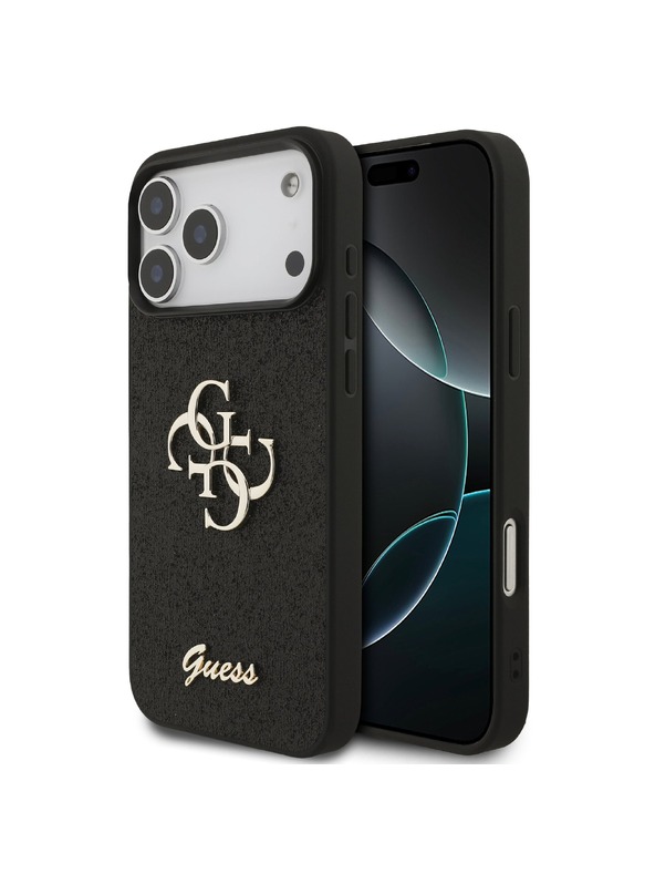 Guess Guess PU Fixed Glitter 4G Metal Logo Zadný Kryt pre iPhone 18 Pro Max Black