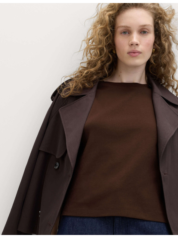 Marks & Spencer Top štvorcového strihu z čistej bavlny s vysokou gramážou Marks & Spencer hnedá