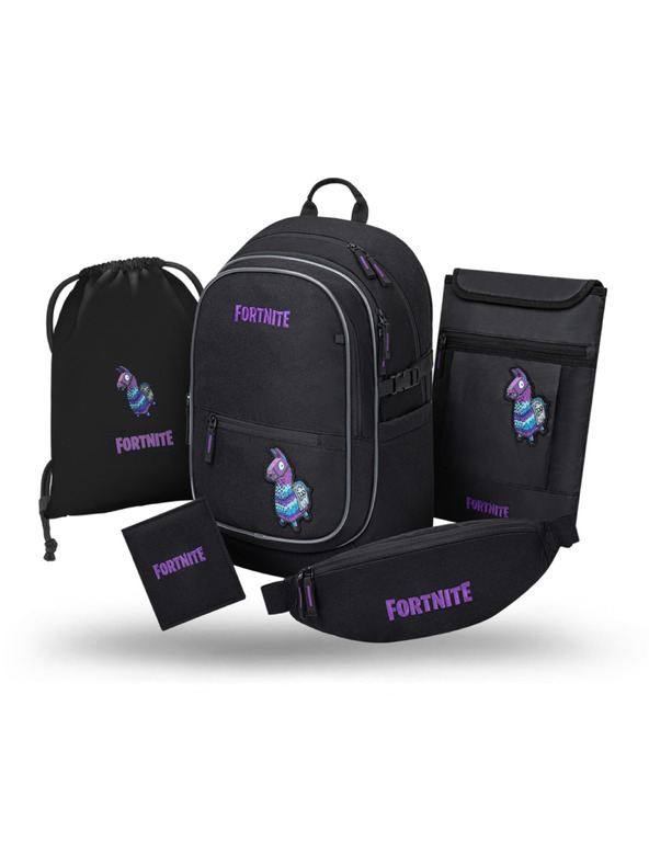 BAAGL  BAAGL SADA 5 Core Fortnite Llama: batoh, vrecko, ledvinka, obal na notebook, peňaženka GRS