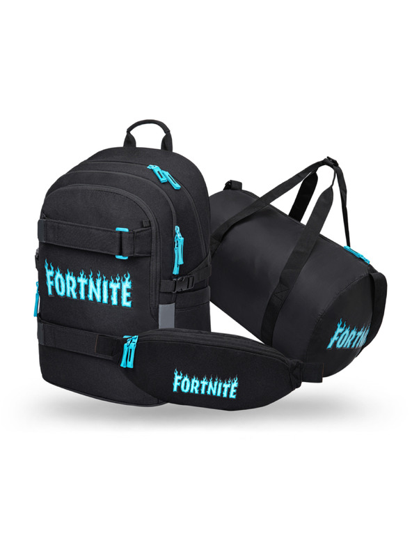 BAAGL  BAAGL SADA 3 Skate Fortnite Blue: batoh, športová taška, ledvinka GRS