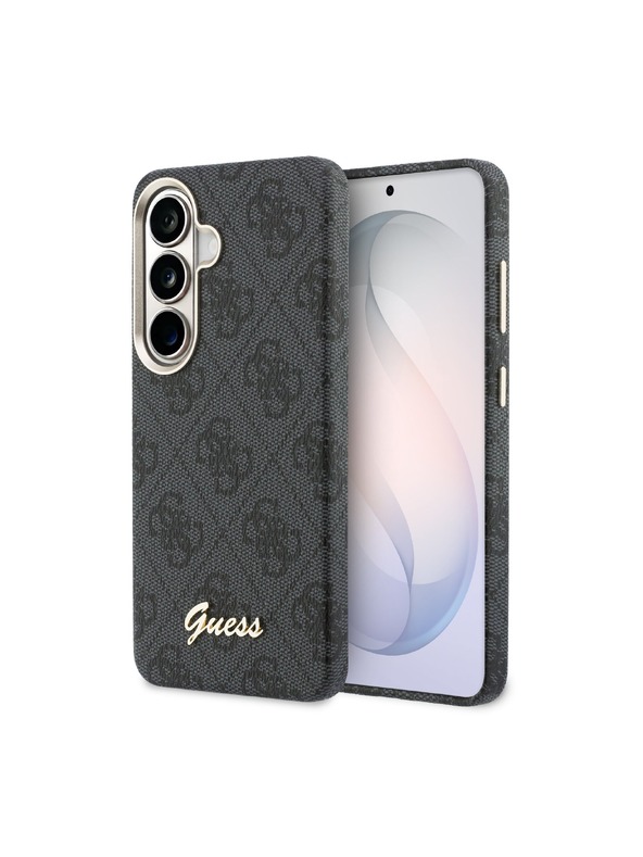 Guess Guess PU 4G Script Metal Logo Magnetic Zadný Kryt pre Samsung Galaxy S26 Black