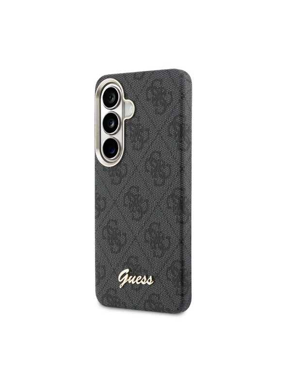 Guess Guess PU 4G Script Metal Logo Magnetic Zadný Kryt pre Samsung Galaxy S26 Black