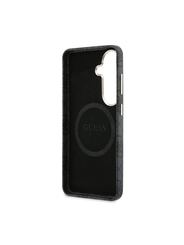Guess Guess PU 4G Script Metal Logo Magnetic Zadný Kryt pre Samsung Galaxy S26 Black