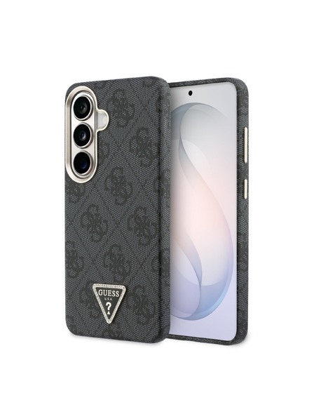Guess Guess PU Leather 4G Strass Triangle Logo Gold Frame Magnetic Zadný Kryt pre Samsung Galaxy S26 Black