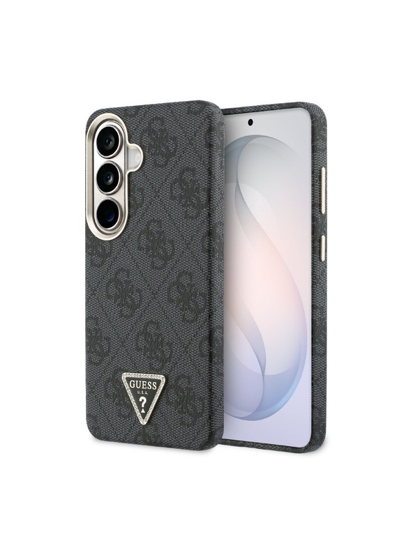 Guess Guess PU Leather 4G Strass Triangle Logo Gold Frame Magnetic Zadný Kryt pre Samsung Galaxy S26 Black