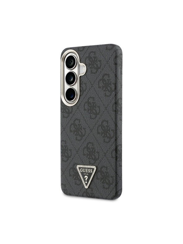 Guess Guess PU Leather 4G Strass Triangle Logo Gold Frame Magnetic Zadný Kryt pre Samsung Galaxy S26 Black