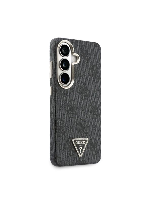 Guess Guess PU Leather 4G Strass Triangle Logo Gold Frame Magnetic Zadný Kryt pre Samsung Galaxy S26 Black