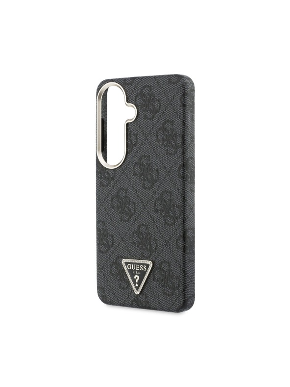 Guess Guess PU Leather 4G Strass Triangle Logo Gold Frame Magnetic Zadný Kryt pre Samsung Galaxy S26 Black