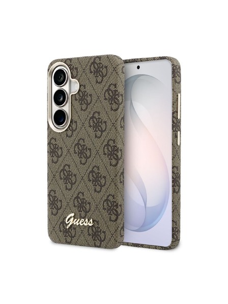 Guess Guess PU 4G Script Metal Logo Magnetic Zadný Kryt pre Samsung Galaxy S26 Brown