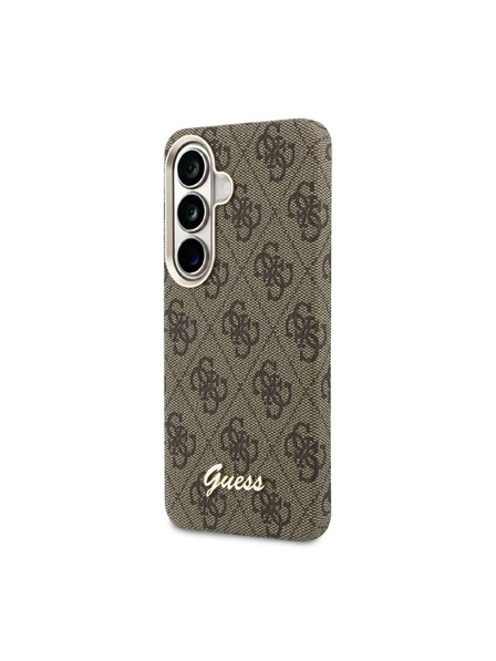Guess Guess PU 4G Script Metal Logo Magnetic Zadný Kryt pre Samsung Galaxy S26 Brown