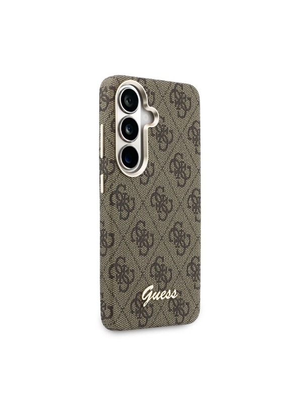 Guess Guess PU 4G Script Metal Logo Magnetic Zadný Kryt pre Samsung Galaxy S26 Brown