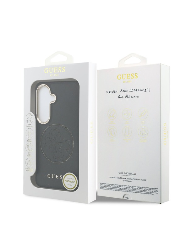 Guess Guess PU Perforated 4G Logo Magnetic Zadný Kryt pre Samsung Galaxy S26 Black