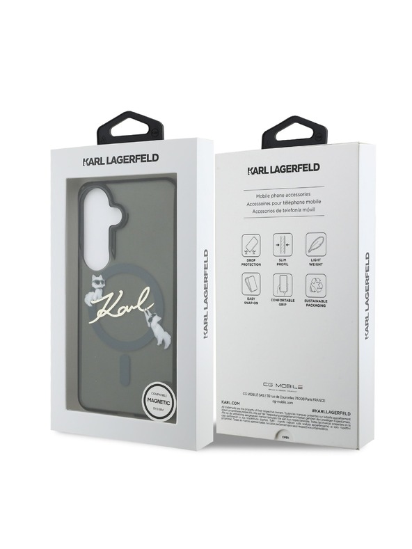 Karl Lagerfeld Karl Lagerfeld IML Choupette Karl Script Logo Magnetický Zadný Kryt pre Samsung Galaxy S26 Black