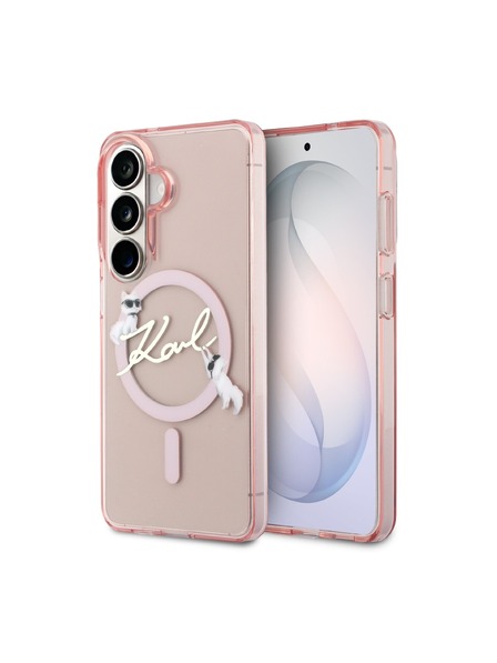 Karl Lagerfeld Karl Lagerfeld IML Choupette Karl Script Logo Magnetický Zadný Kryt pre Samsung Galaxy S26 Pink