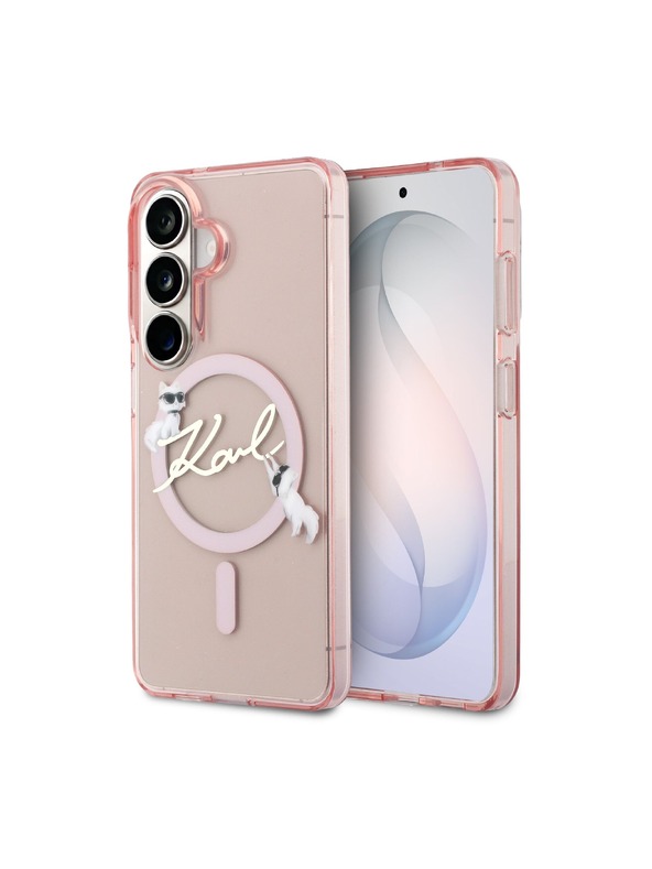Karl Lagerfeld Karl Lagerfeld IML Choupette Karl Script Logo Magnetický Zadný Kryt pre Samsung Galaxy S26 Pink