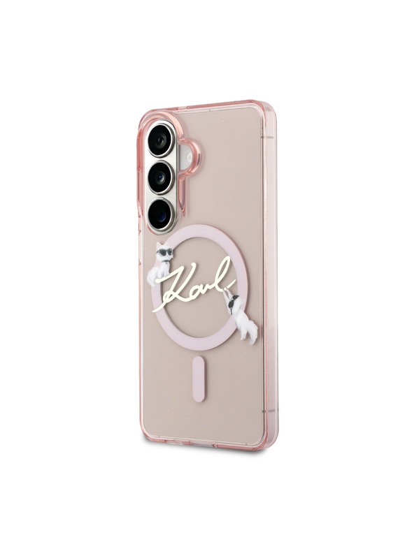 Karl Lagerfeld Karl Lagerfeld IML Choupette Karl Script Logo Magnetický Zadný Kryt pre Samsung Galaxy S26 Pink